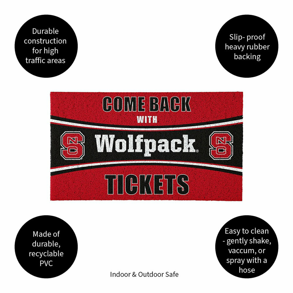 28" x 16" PVC Trapper Mat, Come Back with Tickets, North Carolina Stat - Collegiate