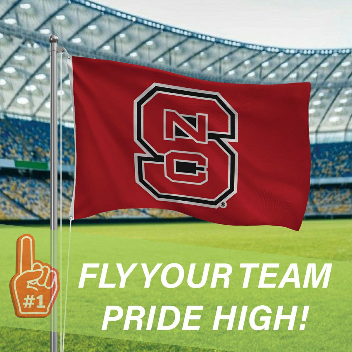 North Carolina State University Single Sided Flag w/ 2 Grommets, 3'x5' - Collegiate Home