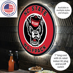 LED Wall Decor, Round, North Carolina State University - Collegiate Home