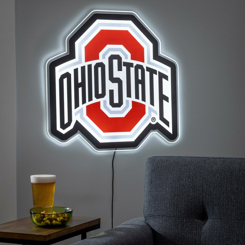 Ohio State Buckeyes LED Wall Decor, Glazelite, Logo - Collegiate Home