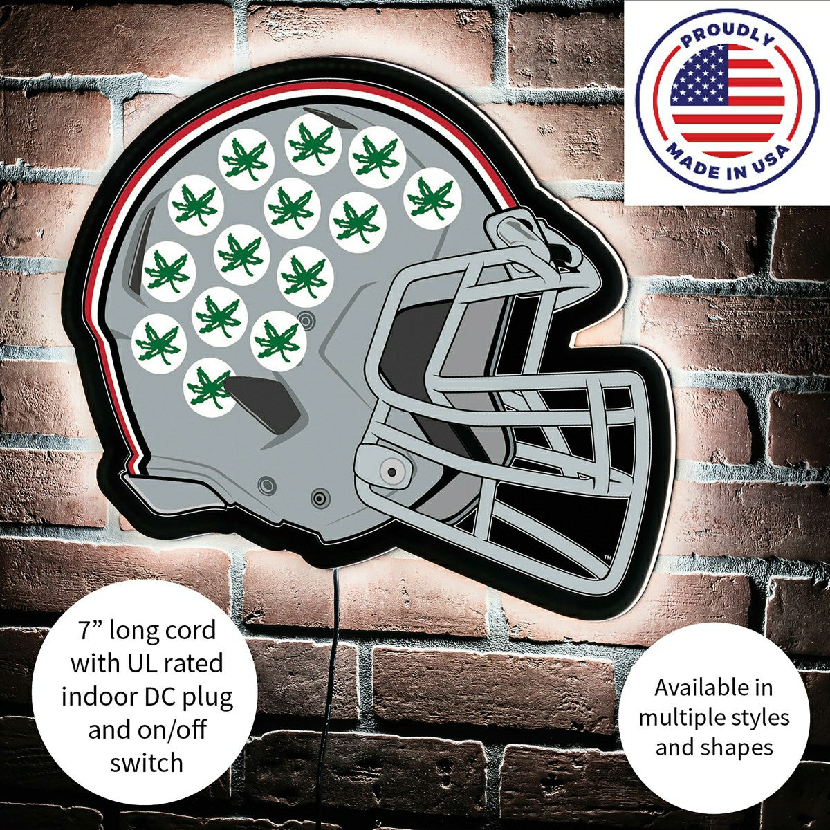 LED Wall Decor, Helmet, Ohio State University - Collegiate Home