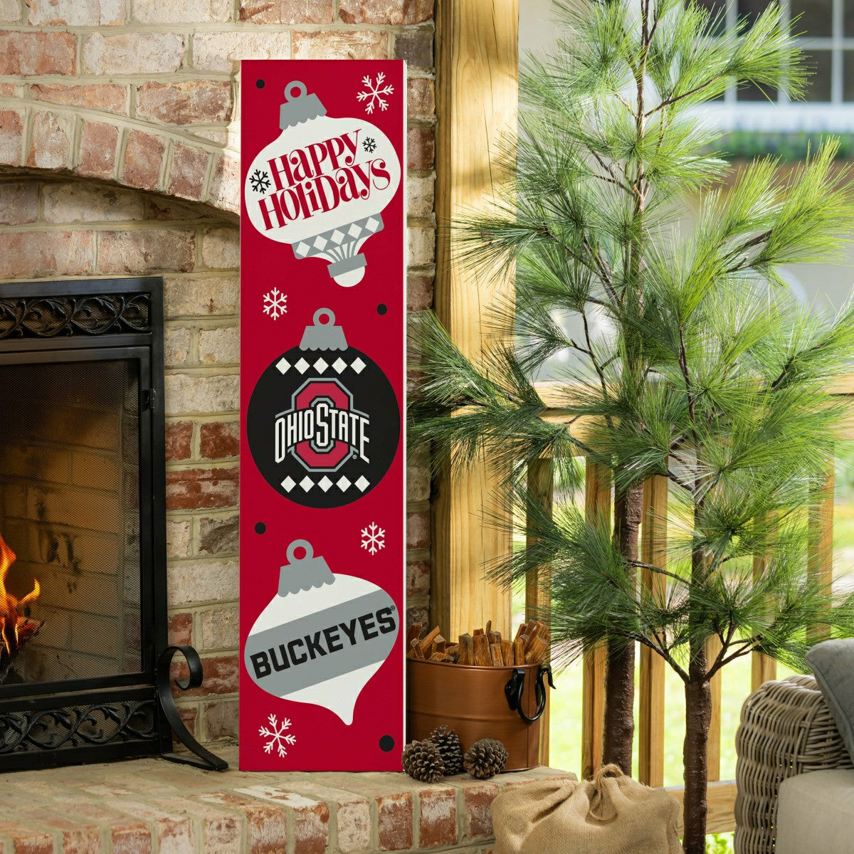 47" Double Sided Leaner, Ohio State University, Christmas - Collegiate Home