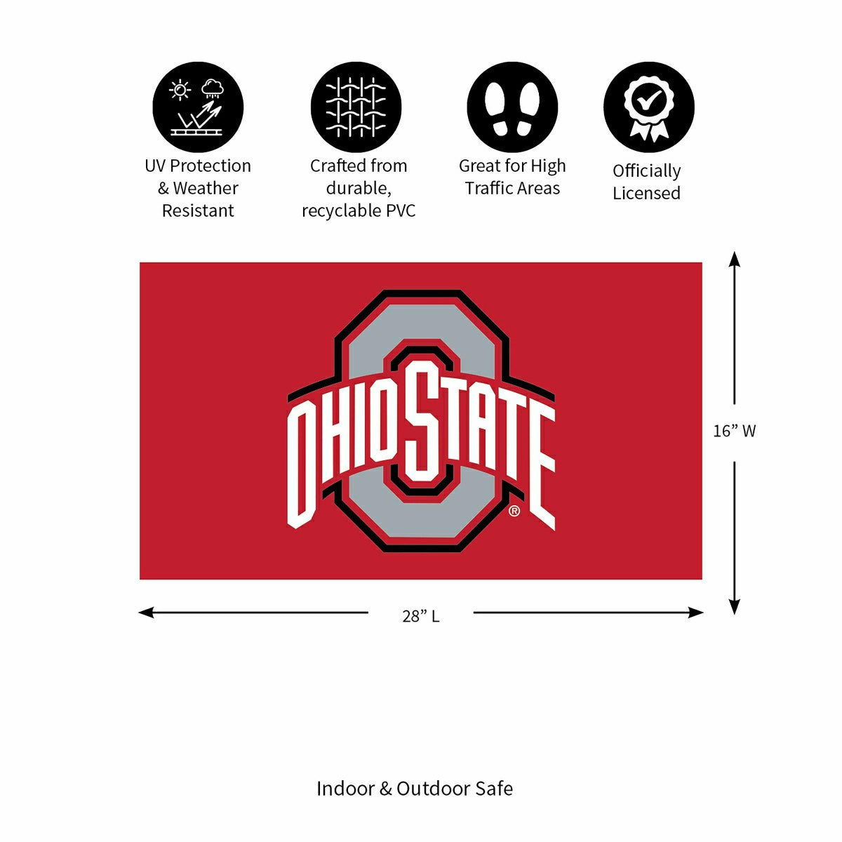 Full Color PVC Mat, 16" x 28", Ohio State University - Collegiate