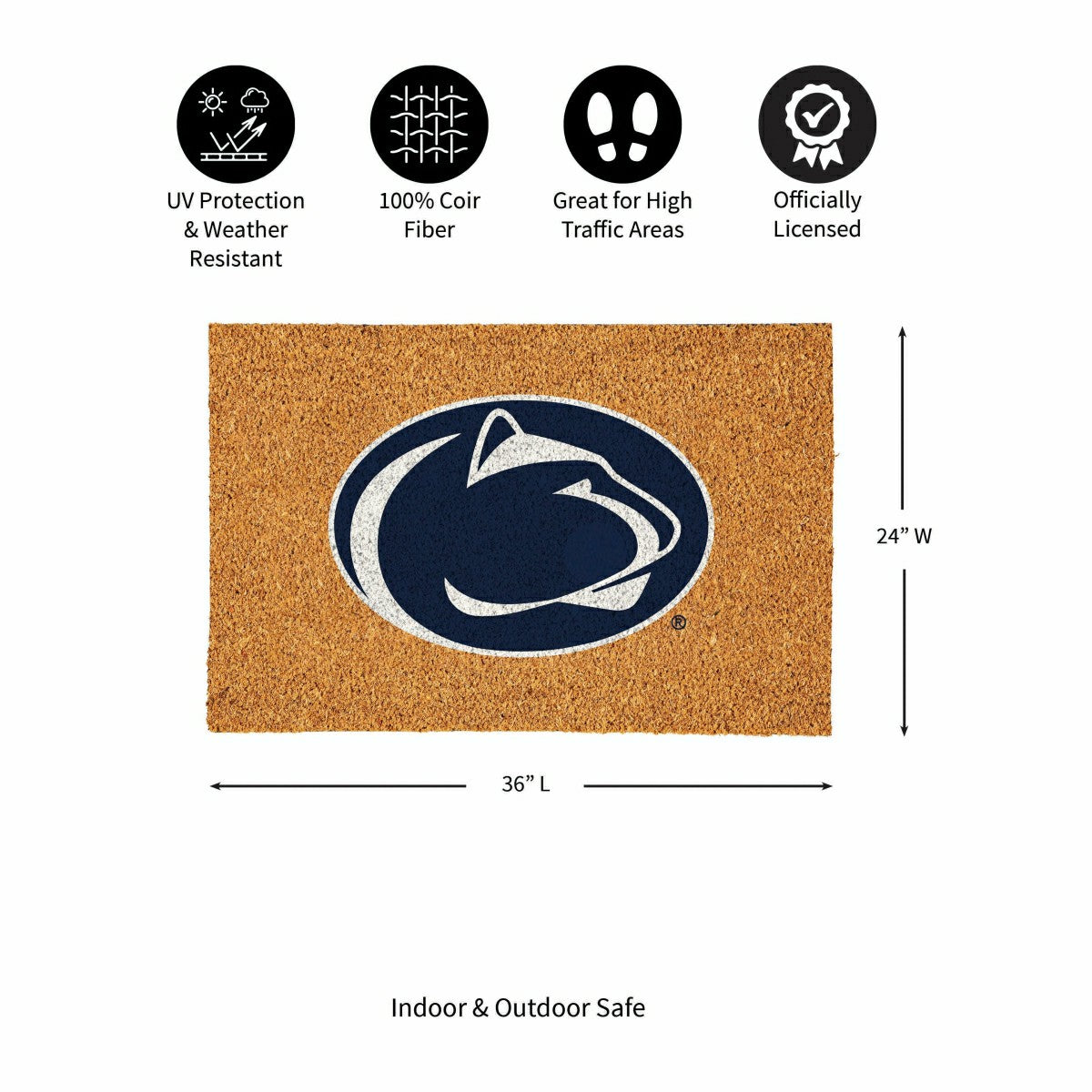 Penn State Large Full Color Coir Mat, 36"x24" - Collegiate