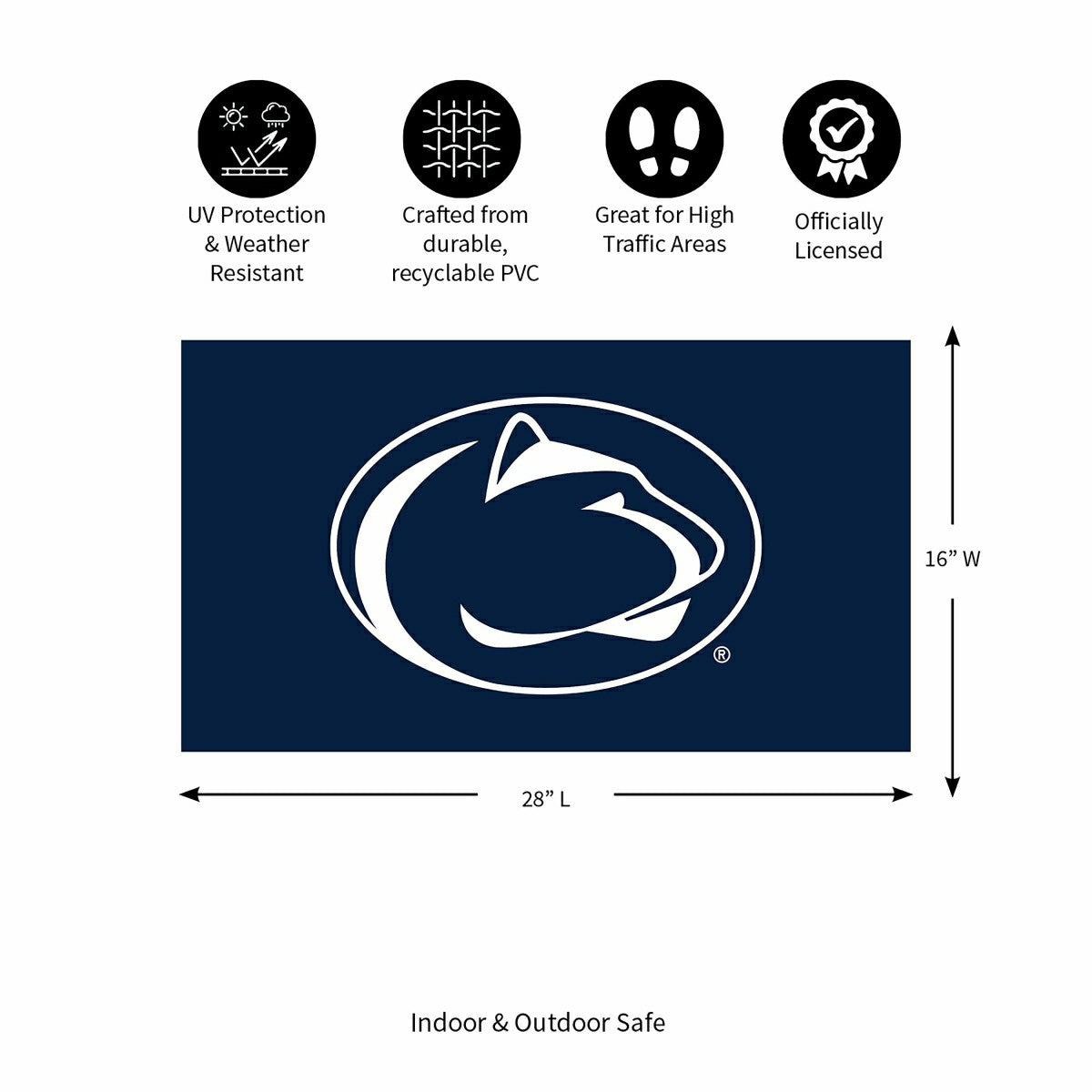 Full Color PVC Mat, 16" x 28", Penn State - Collegiate