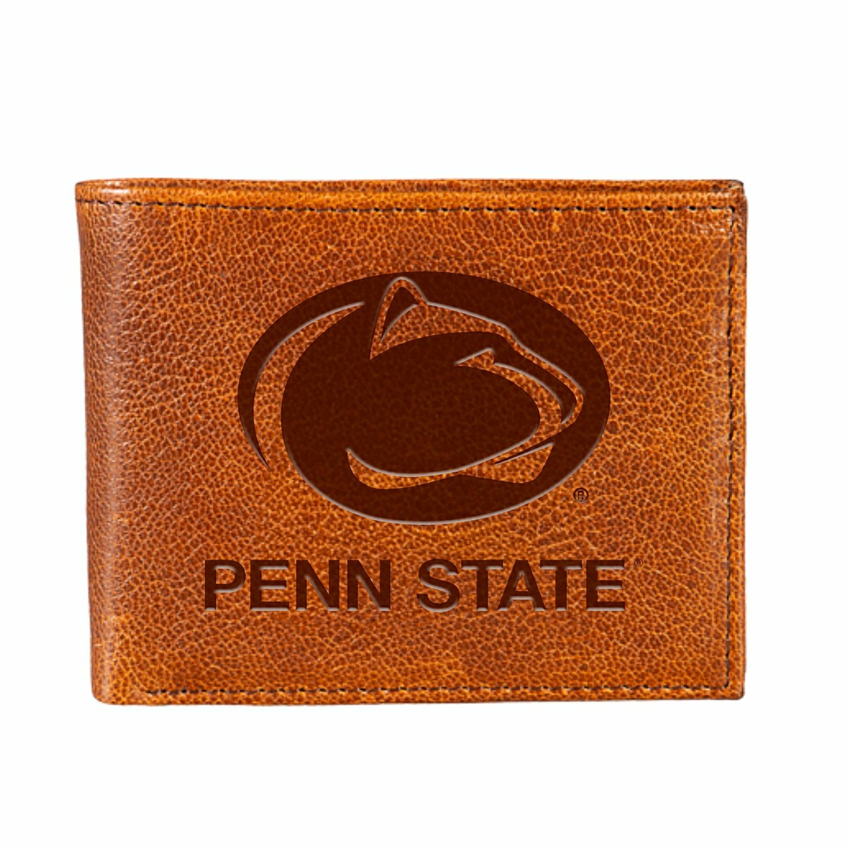 Penn State, Embossed 100% Genuine Tumbled Leather Passcase Bi-Fold Wal - Collegiate Home