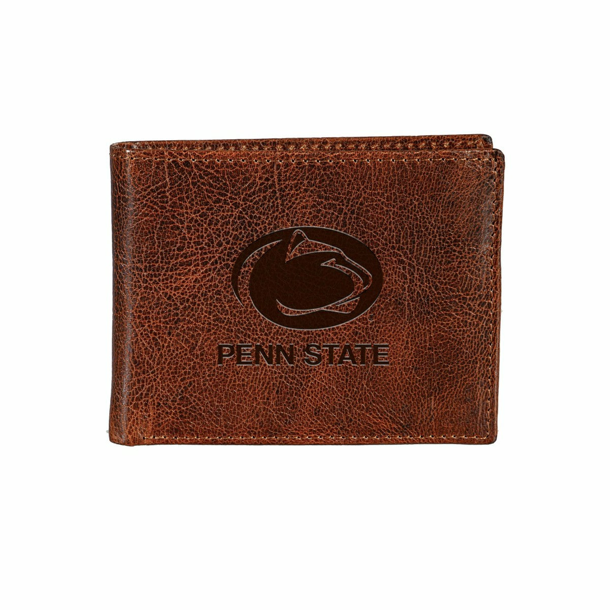 Penn State, Embossed 100% Genuine Tumbled Leather Passcase Bi-Fold Wal - Collegiate Home