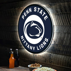 LED Wall Decor, College Football Round, Penn State - Collegiate Home
