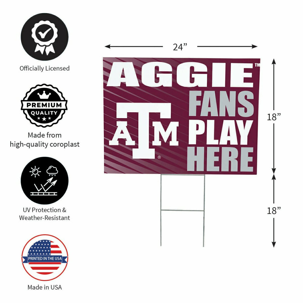 Texas A&M Coroplast Yard Sign "Fans Play Here" - Collegiate Home