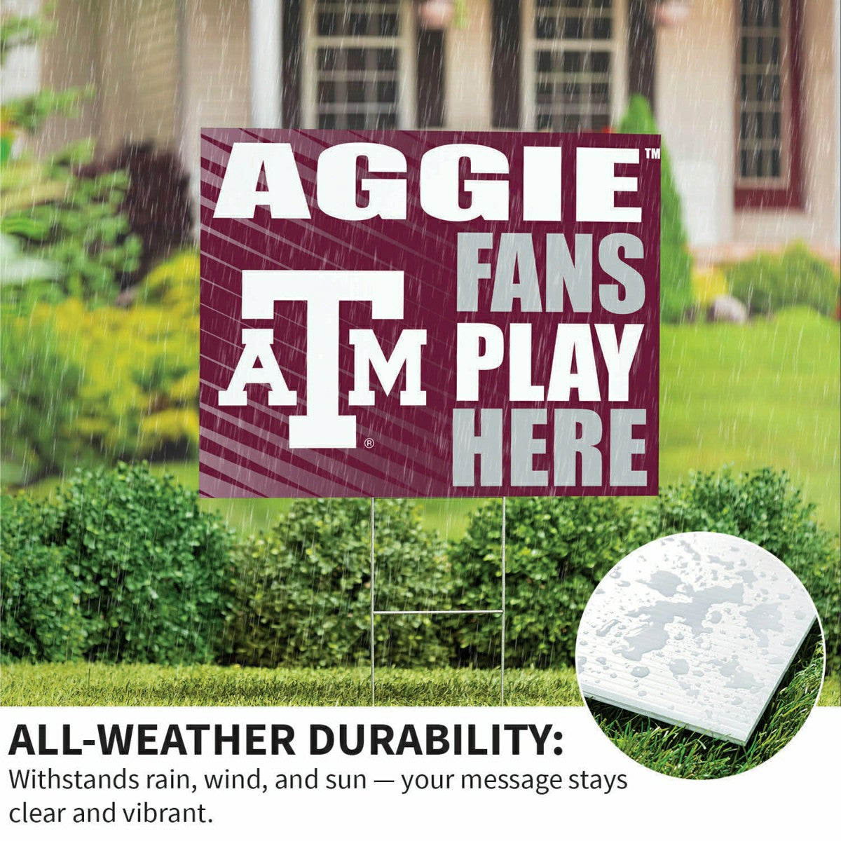 Texas A&M Coroplast Yard Sign "Fans Play Here" - Collegiate Home