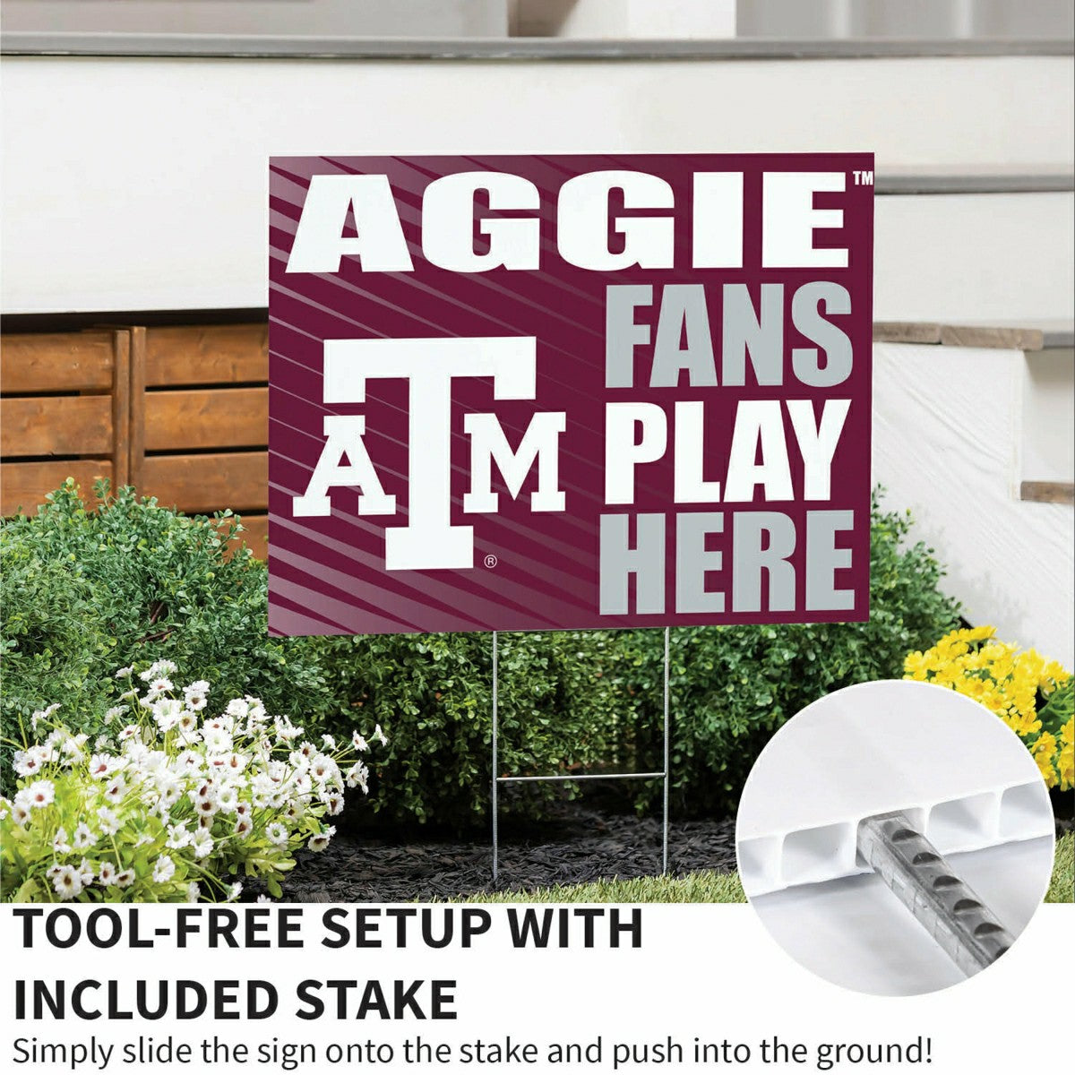 Texas A&M Coroplast Yard Sign "Fans Play Here" - Collegiate Home
