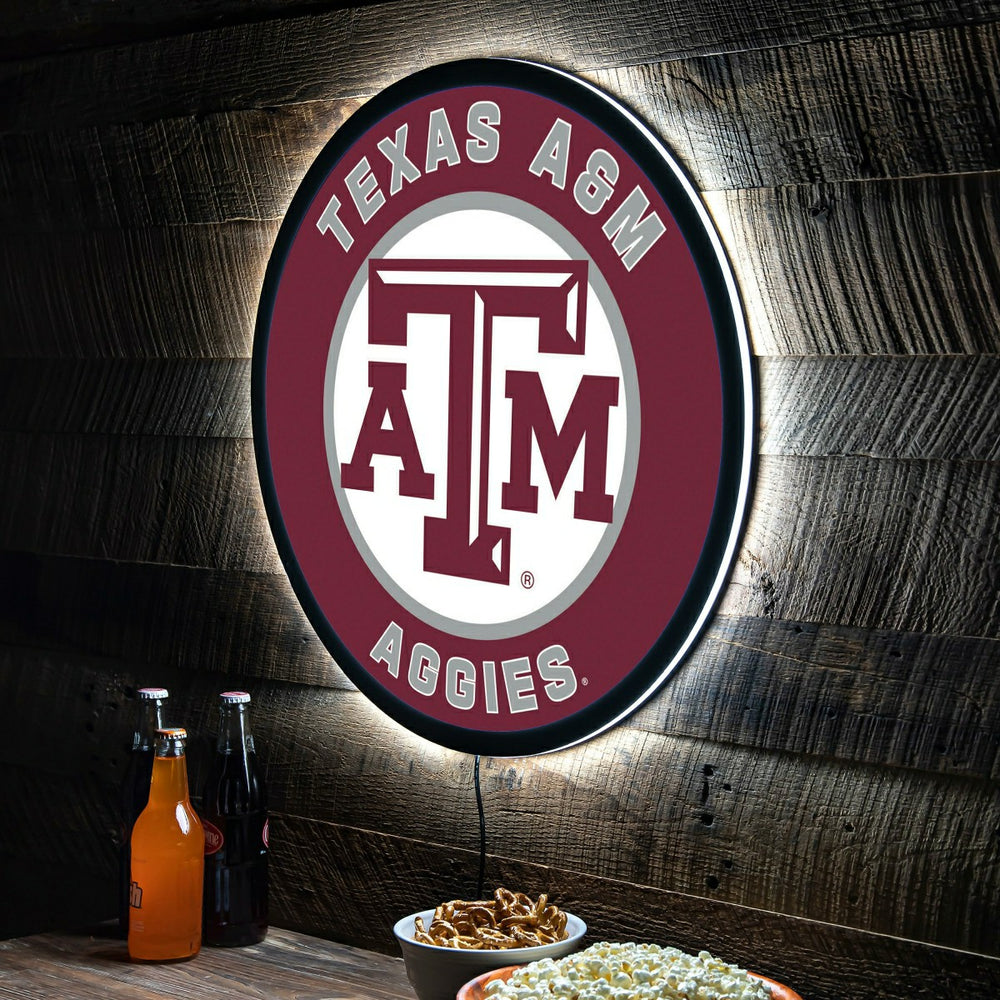 LED Wall Decor, Round, Texas A&M - Collegiate Home