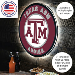 LED Wall Decor, Round, Texas A&M - Collegiate Home