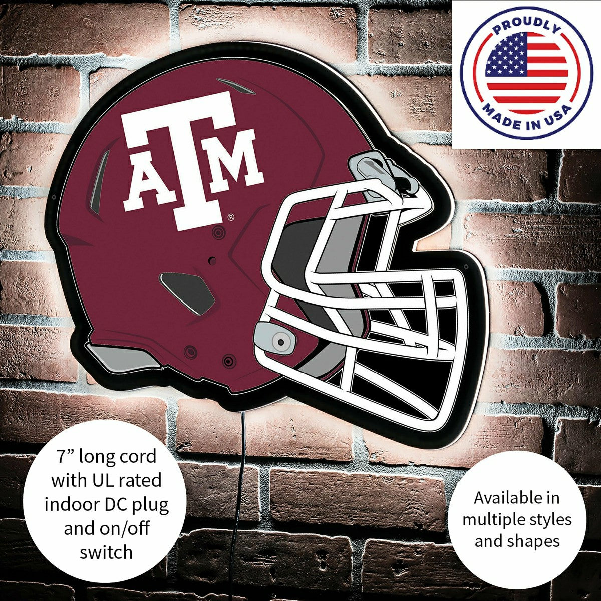 LED Wall Decor, Helmet, Texas A&M - Collegiate Home