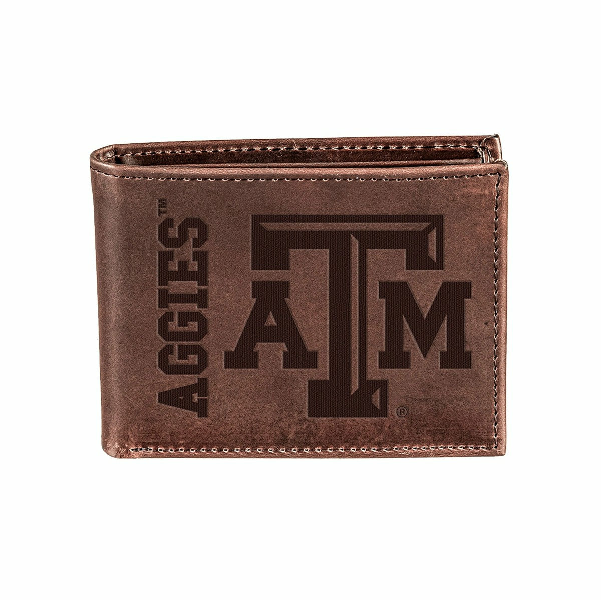Texas A&M, Bi-Fold Wallet, Brown, CH, 100% Genuine Leather - Collegiate Home
