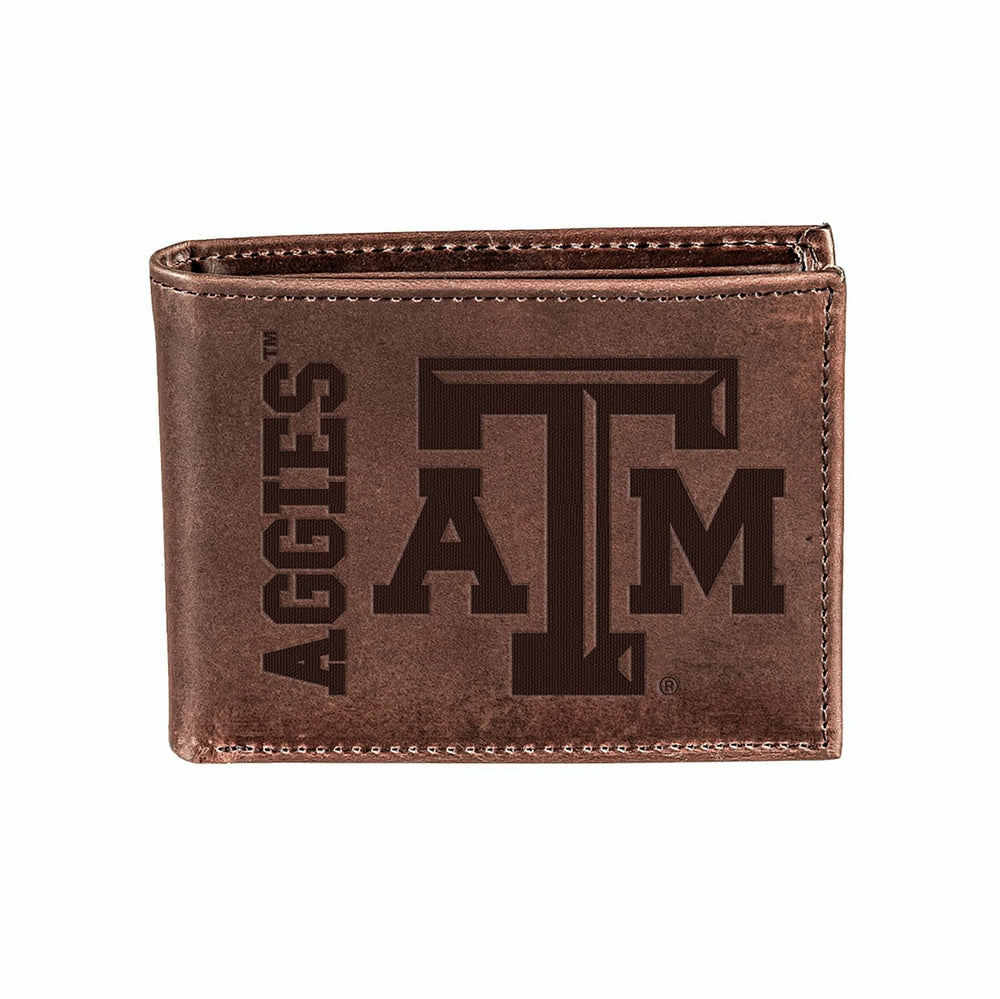 Texas A&M, Bi-Fold Wallet, Brown, CH, 100% Genuine Leather - Collegiate Home