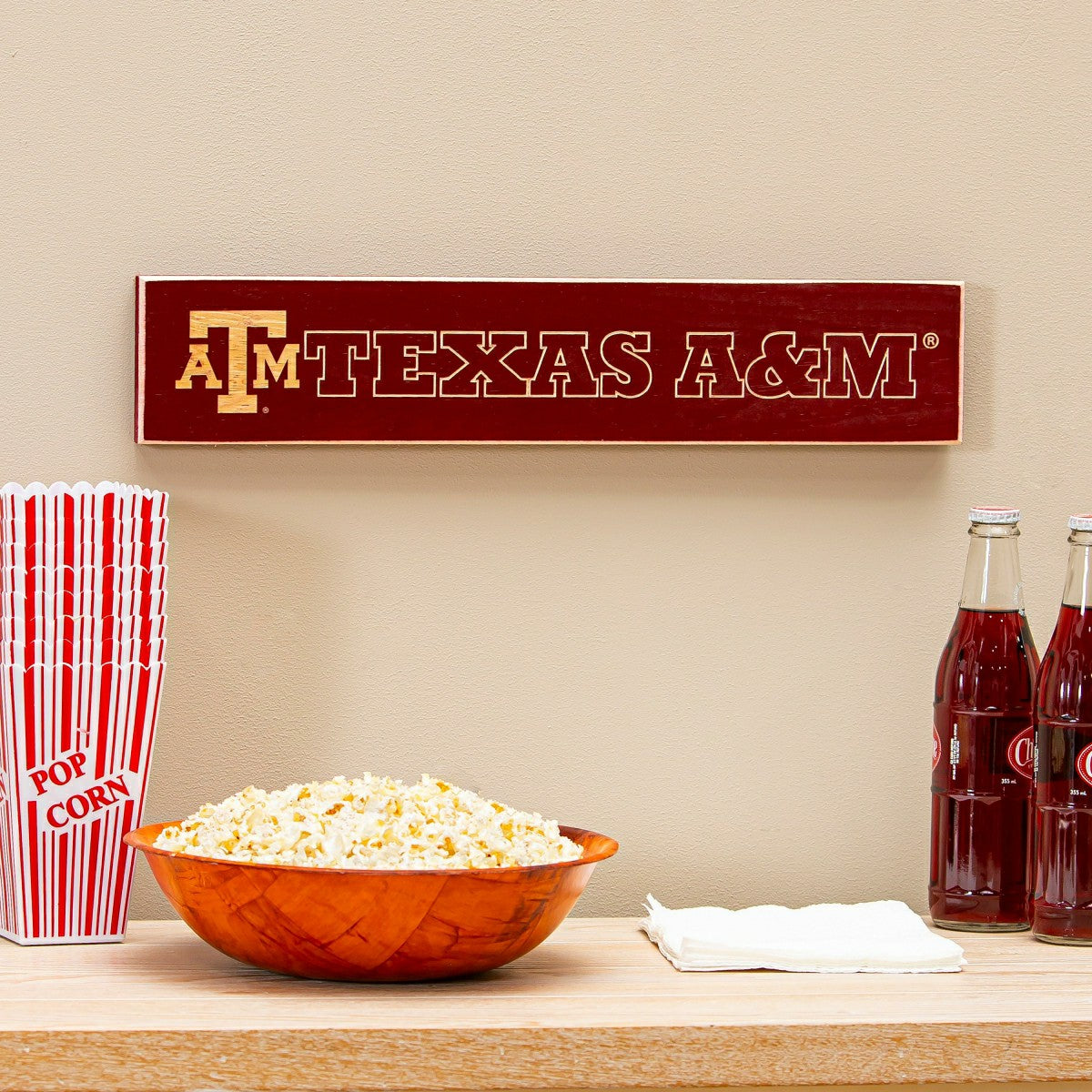 Texas A&M Engraved Wood Sign, 3.5" x 18" - Collegiate Home