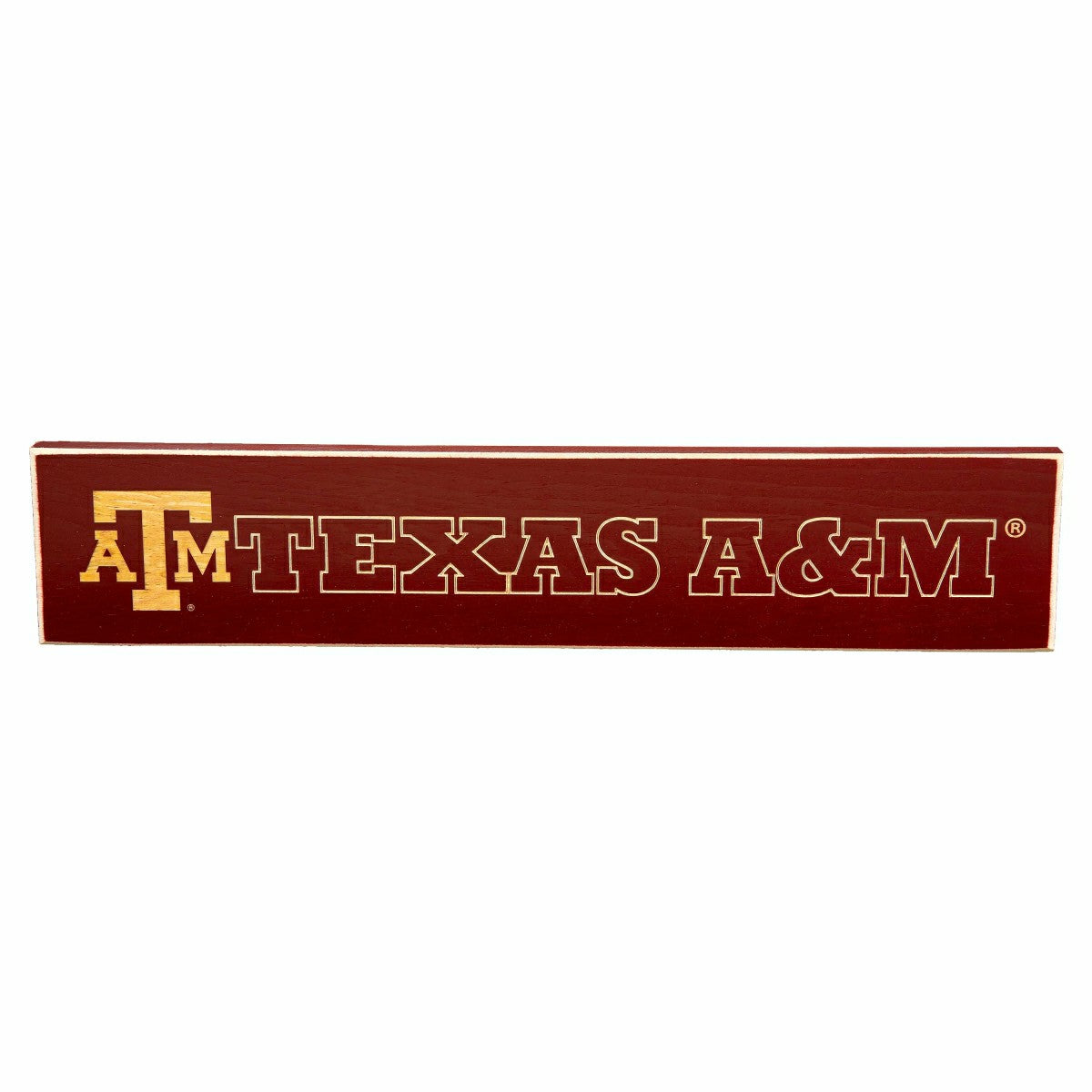Texas A&M Engraved Wood Sign, 3.5" x 18" - Collegiate Home