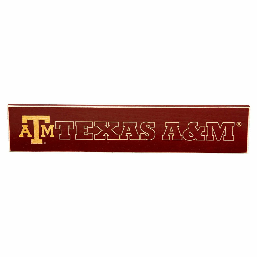 Texas A&M Engraved Wood Sign, 3.5" x 18" - Collegiate Home