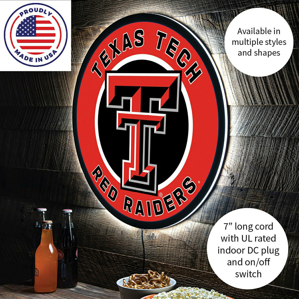 LED Wall Decor, Round, Texas Tech University - Collegiate Home