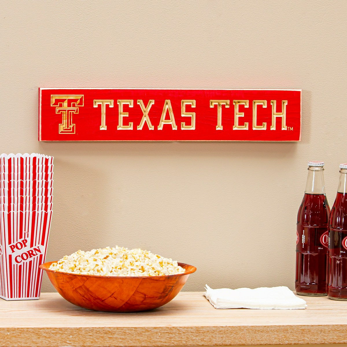 Texas Tech University Engraved Wood Sign, 3.5" x 18" - Collegiate Home