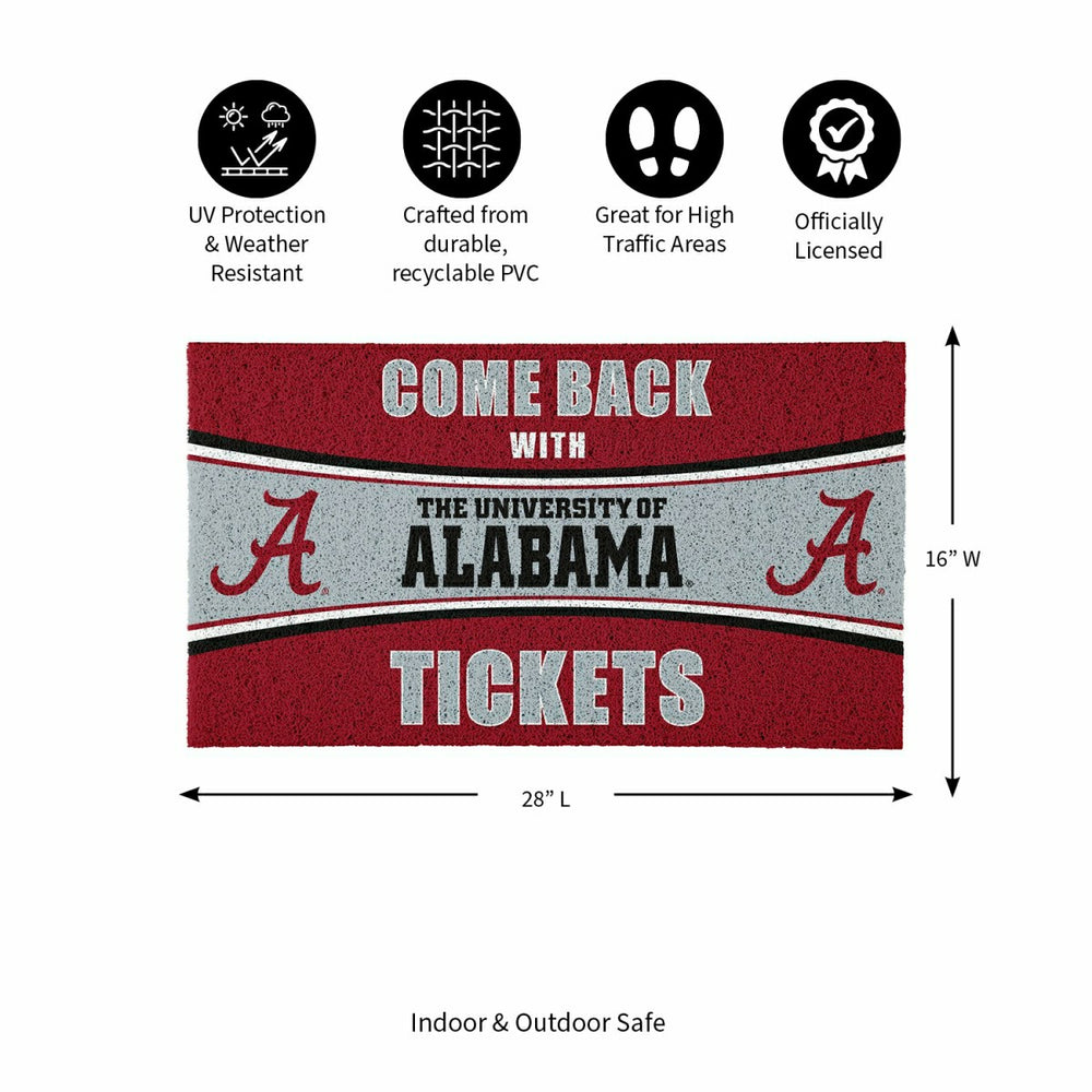 28" x 16" PVC Trapper Mat, Come Back with Tickets, University of Alaba - Collegiate