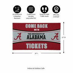 28" x 16" PVC Trapper Mat, Come Back with Tickets, University of Alaba - Collegiate
