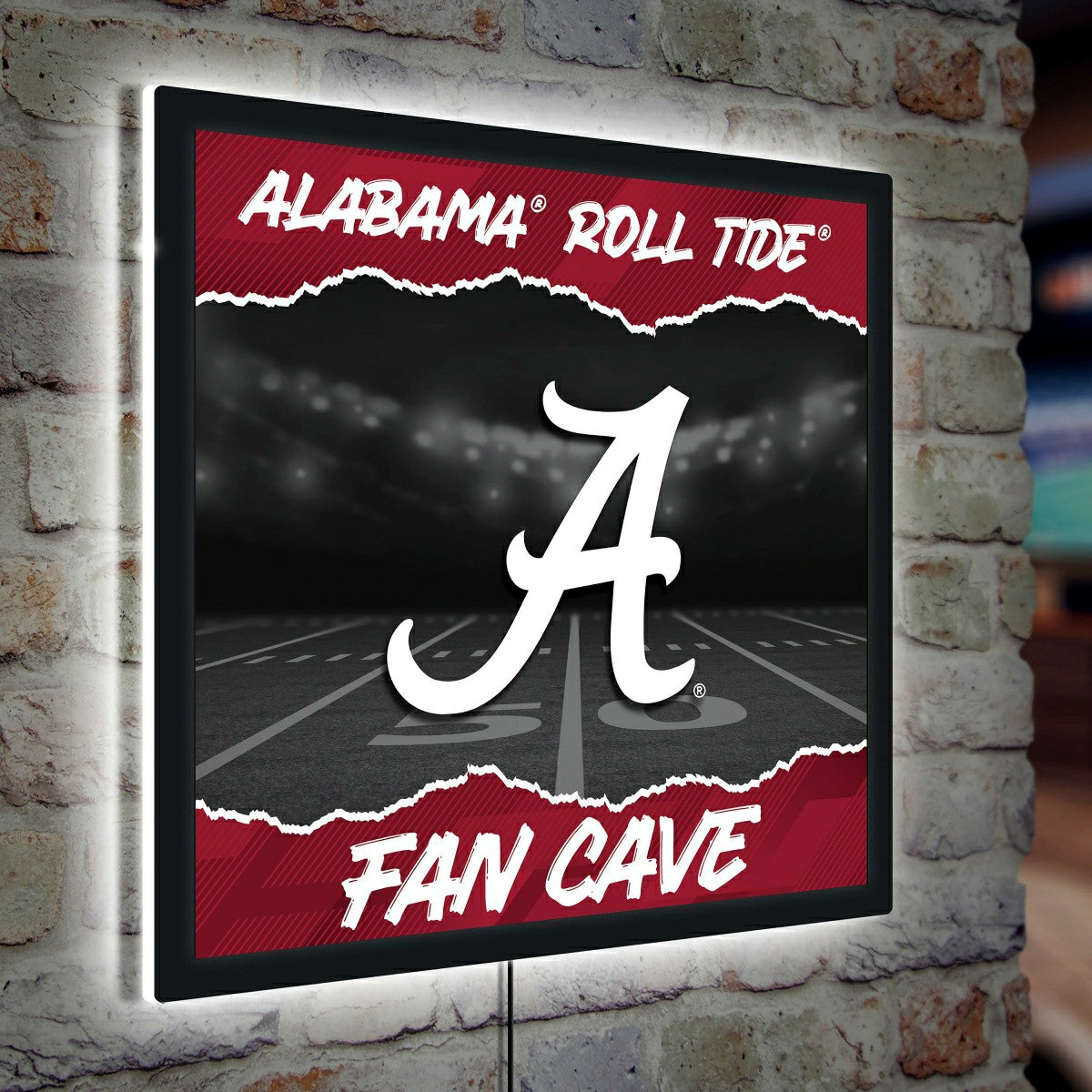 University of Alabama 23"H x 23"L LED Wall Decor, Edgelite, Square - Collegiate Home