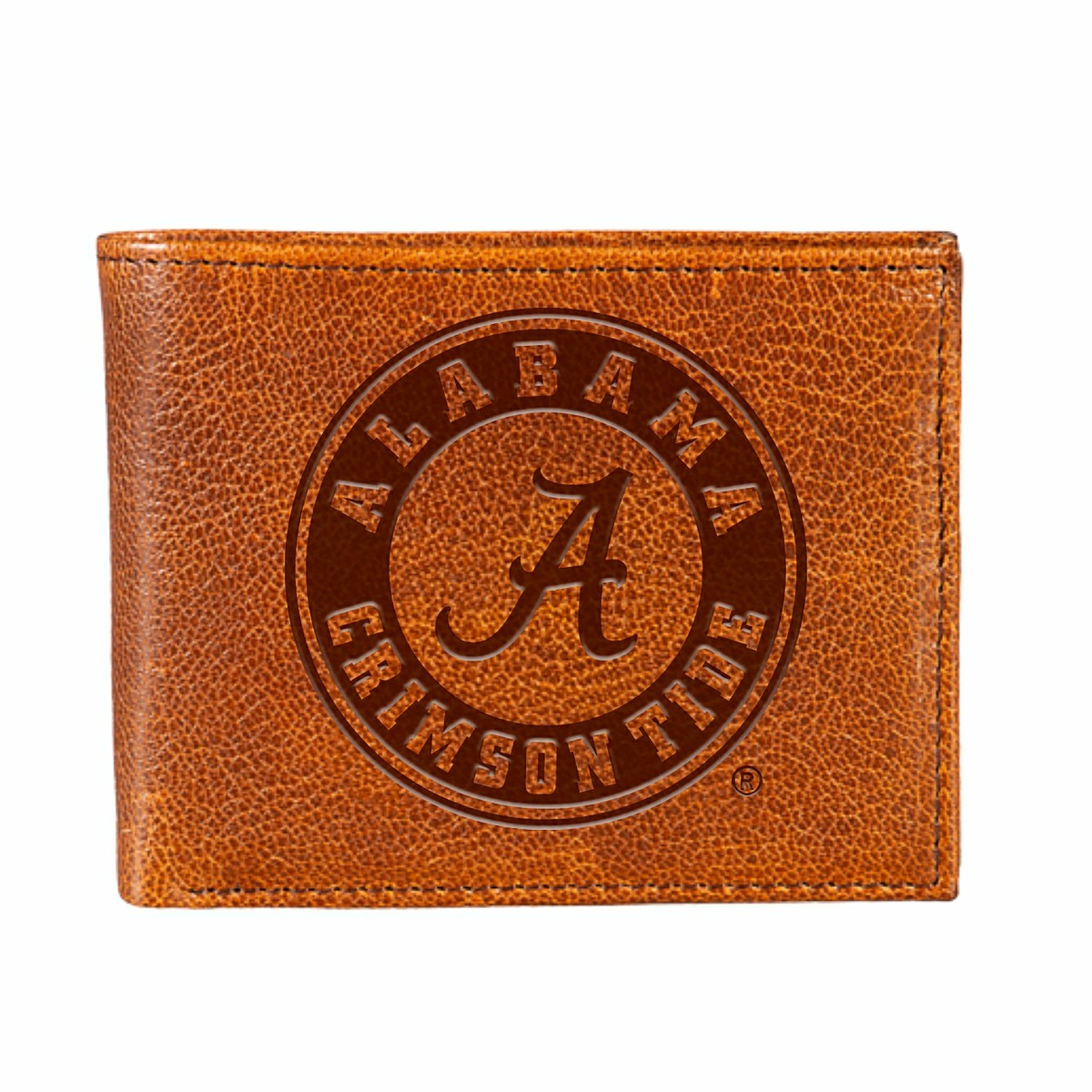 University of Alabama, Embossed 100% Genuine Tumbled Leather Passcase  - Collegiate Home