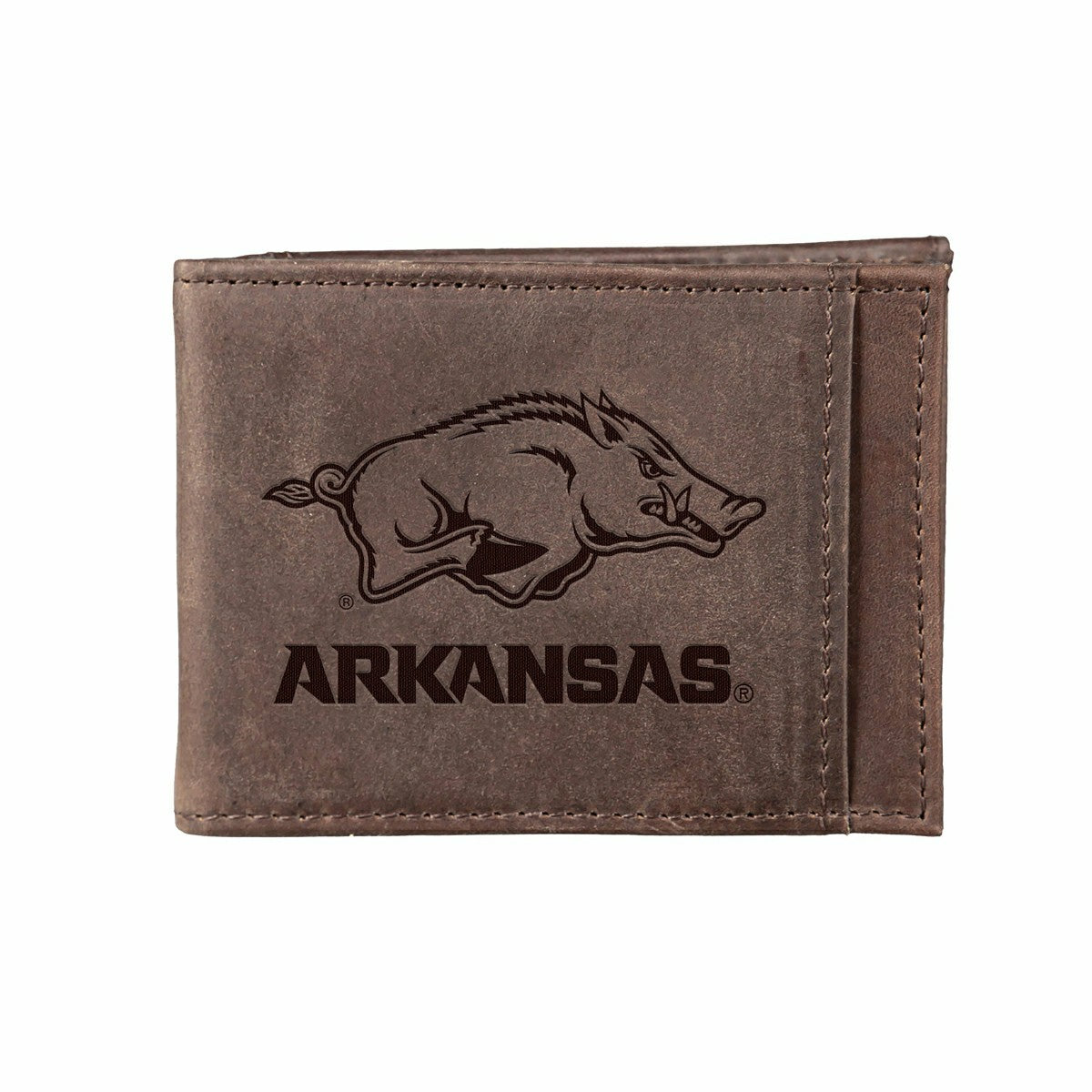 Front Pocket Wallet w/ RFID Blocking, University of Arkansas, Brown - Collegiate Home