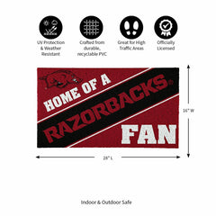 University of Arkansas, PVC Mat COLOR, Home of a Fan - Collegiate