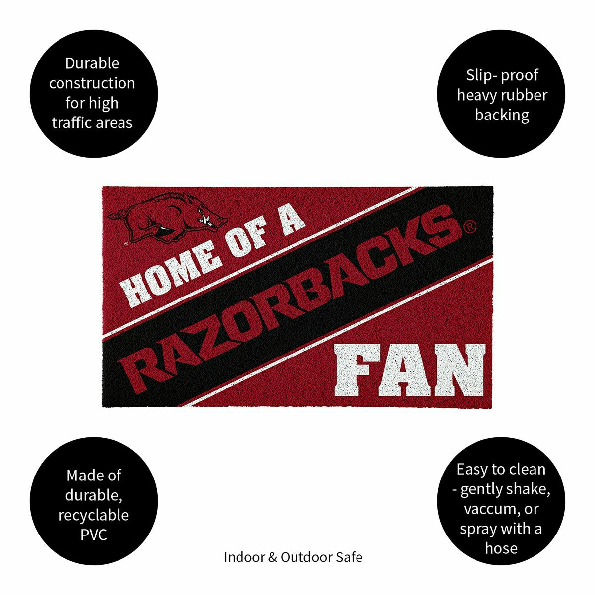 University of Arkansas, PVC Mat COLOR, Home of a Fan - Collegiate