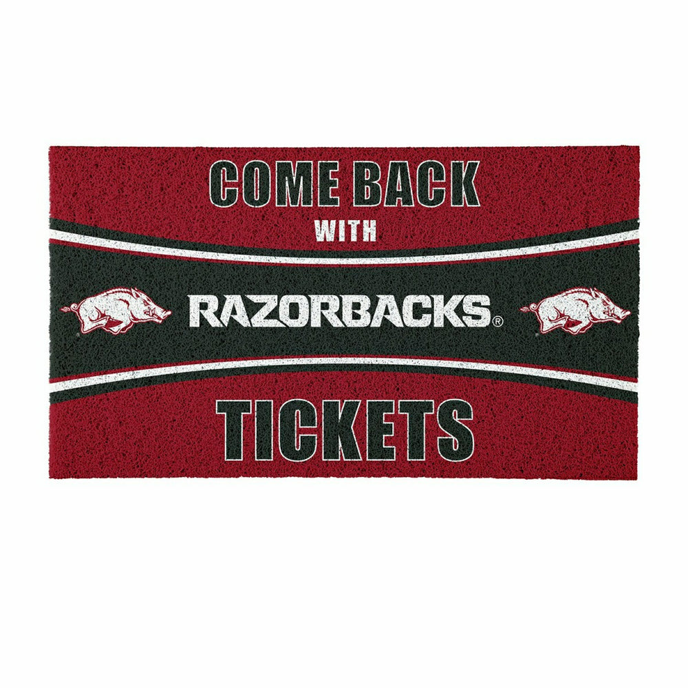 28" x 16" PVC Trapper Mat, Come Back with Tickets, University of Arkan - Collegiate
