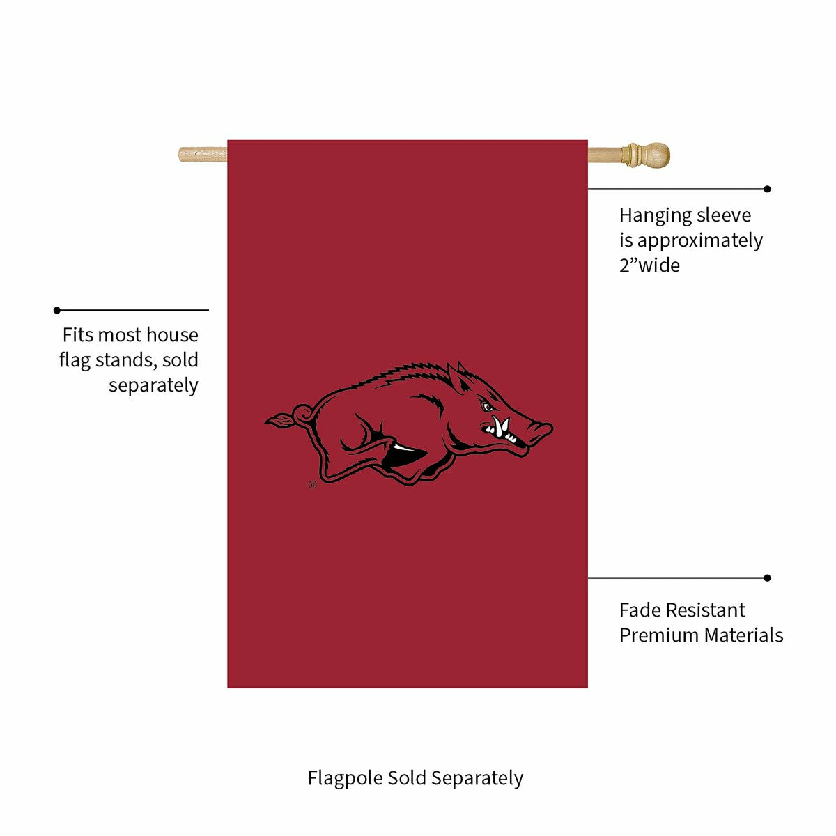 Applique Flag, Reg, University of Arkansas - Collegiate Home