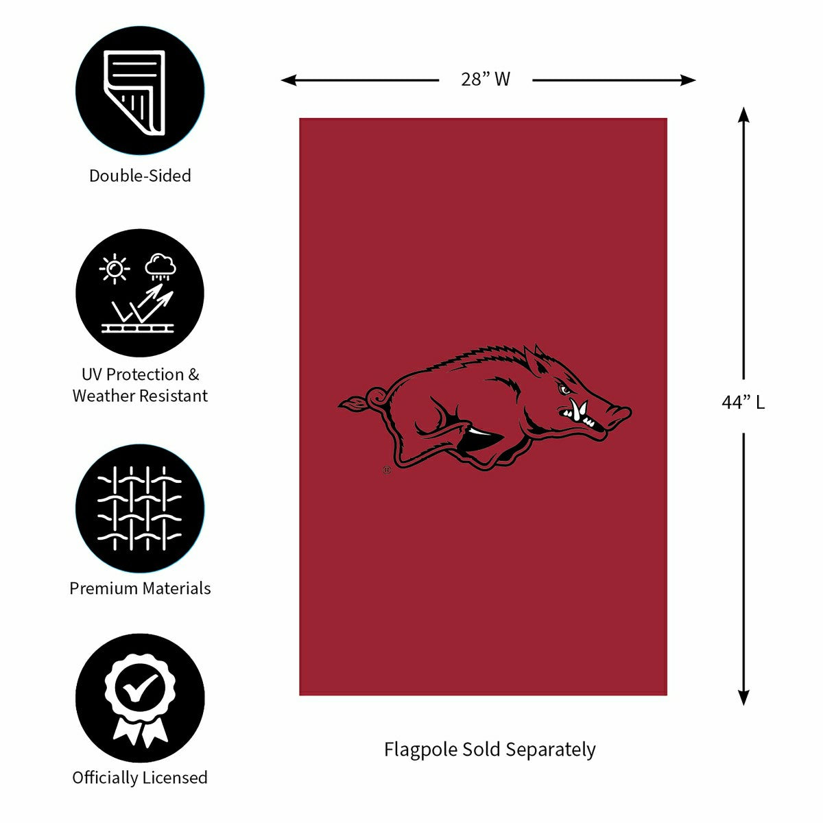 Applique Flag, Reg, University of Arkansas - Collegiate Home