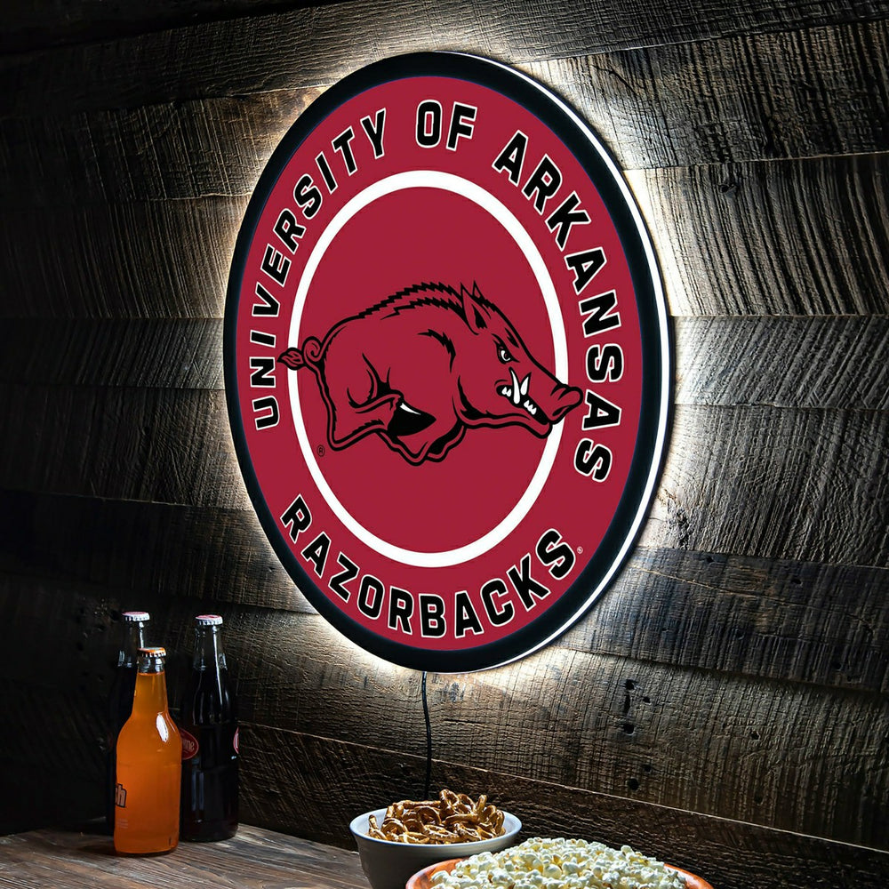 LED Wall Decor, Round, University of Arkansas - Collegiate Home