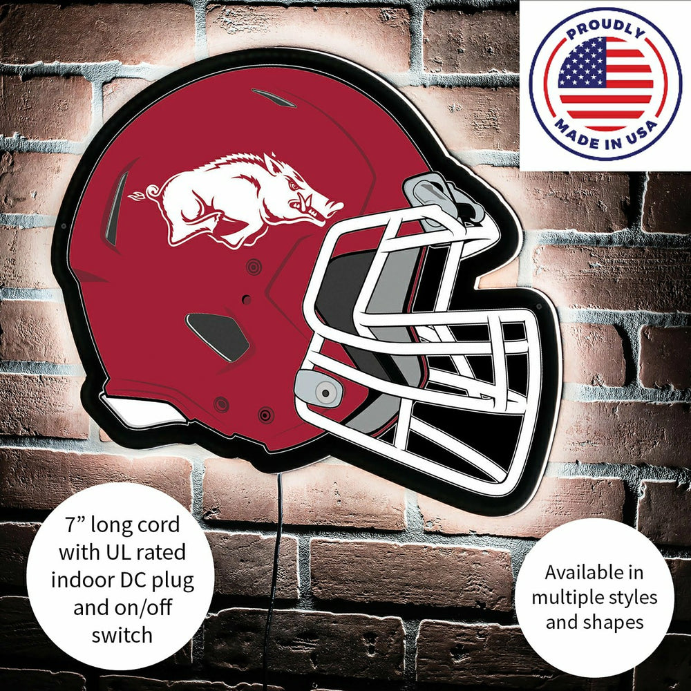 LED Wall Decor, Helmet, University of Arkansas - Collegiate Home
