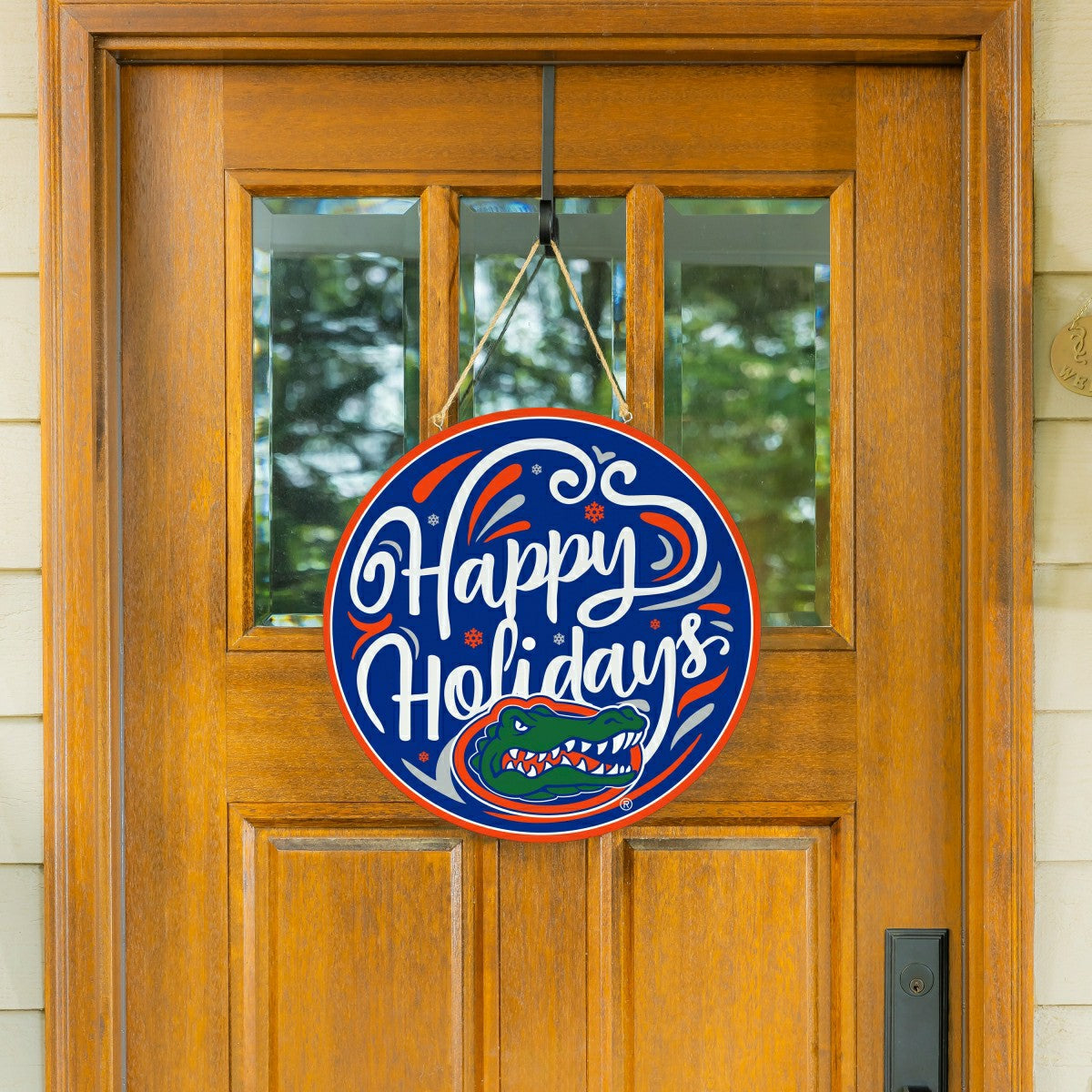 University of Florida Holiday Round Door Décor with Hanging Rope, 18x1 - Collegiate Home