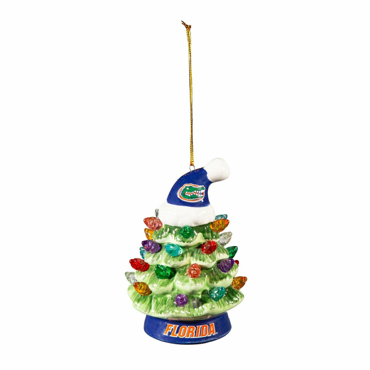 4" LED Ceramic Christmas Tree Ornament with Team Santa Hat, University - Collegiate Home