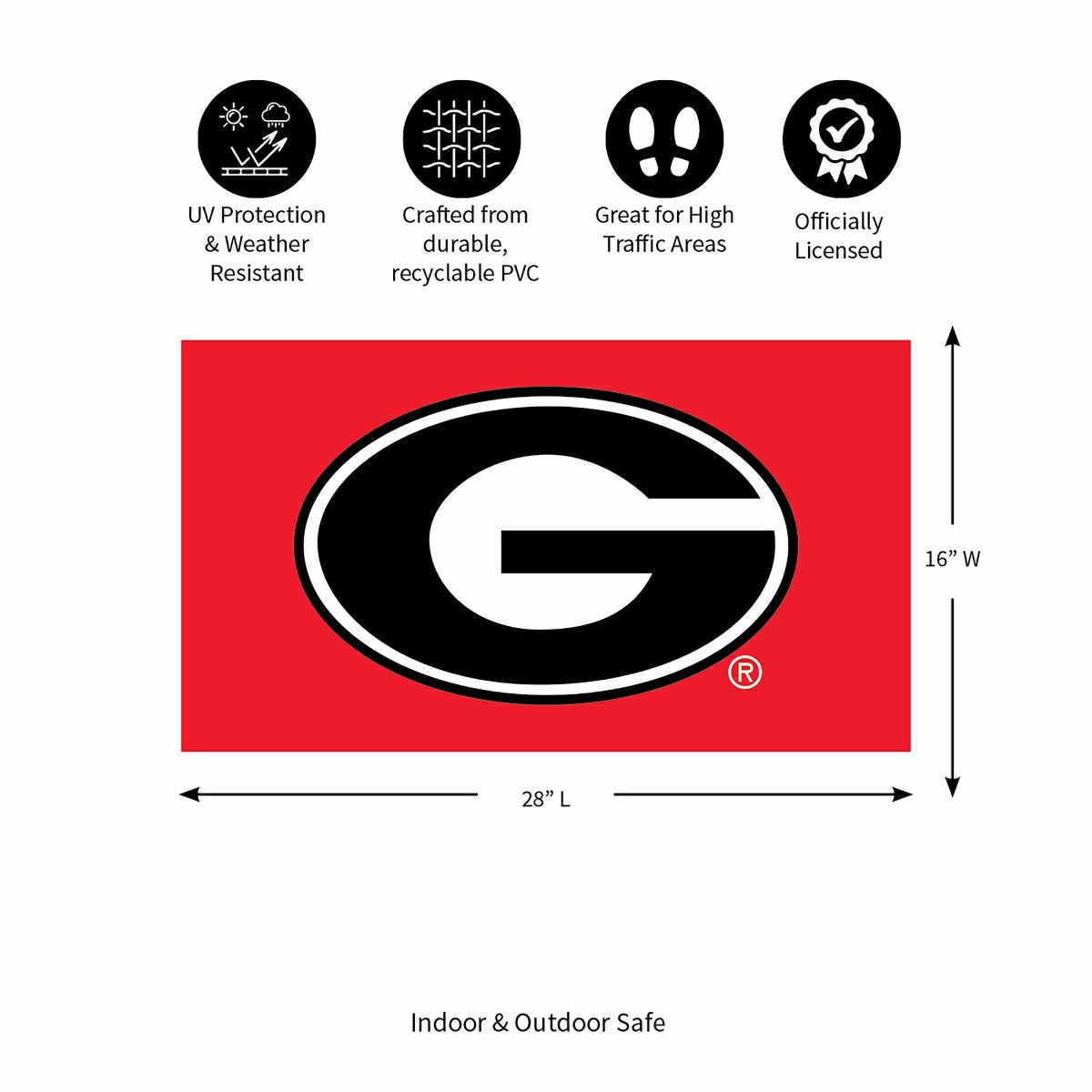 Full Color PVC Mat, 16" x 28", University of Georgia - Collegiate
