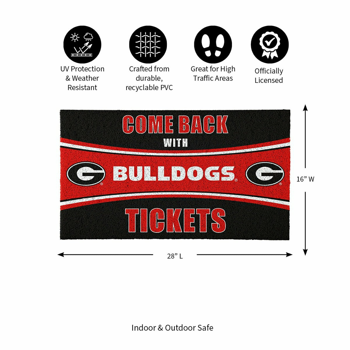 28" x 16" PVC Trapper Mat, Come Back with Tickets, University of Georg - Collegiate