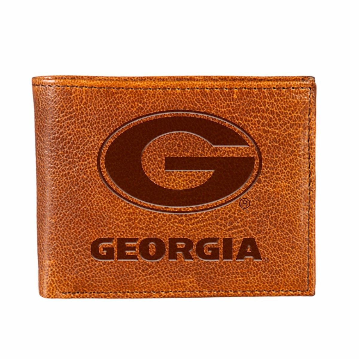 University of Georgia, Embossed 100% Genuine Tumbled Leather Passcase  - Collegiate Home