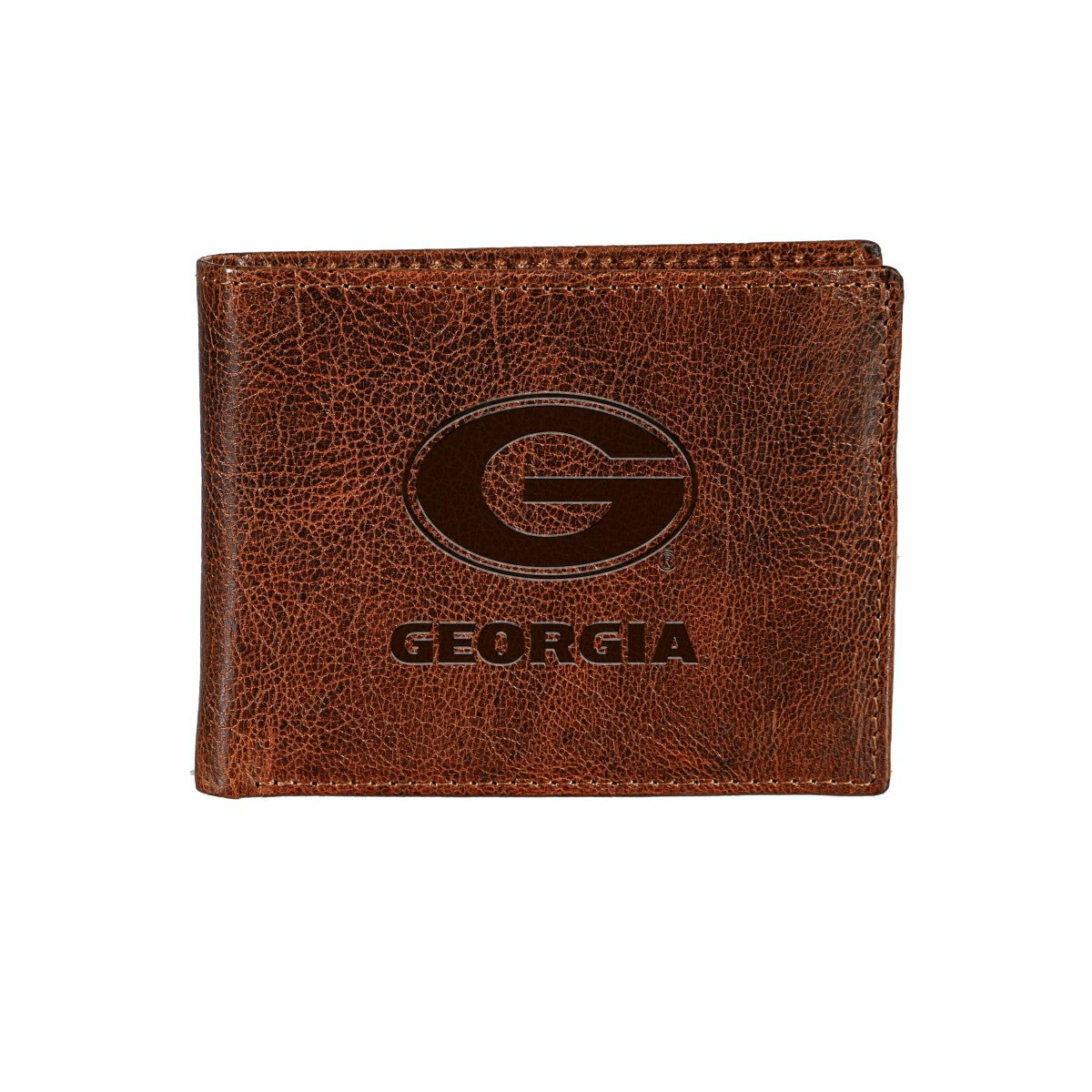 University of Georgia, Embossed 100% Genuine Tumbled Leather Passcase  - Collegiate Home