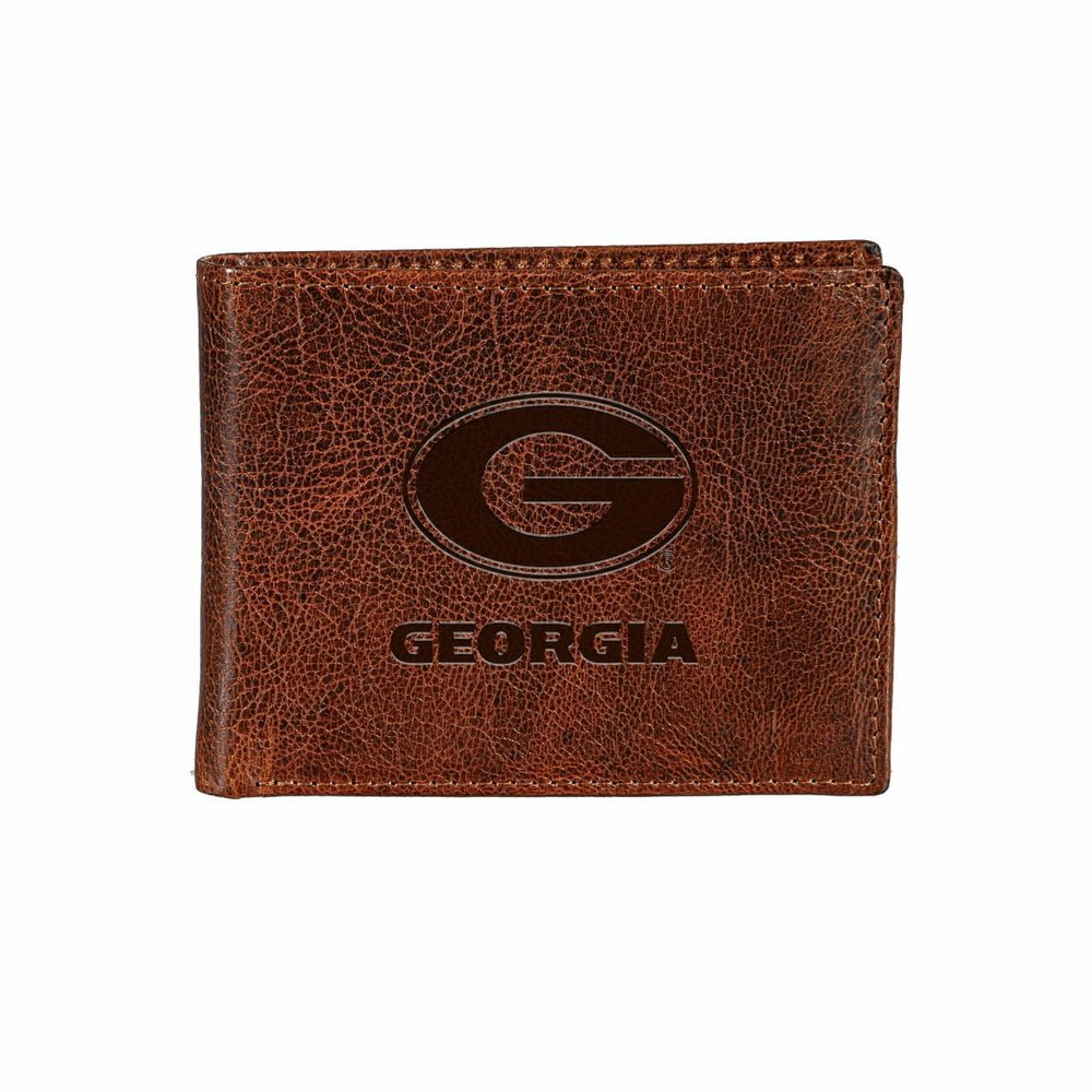 University of Georgia, Embossed 100% Genuine Tumbled Leather Passcase  - Collegiate Home
