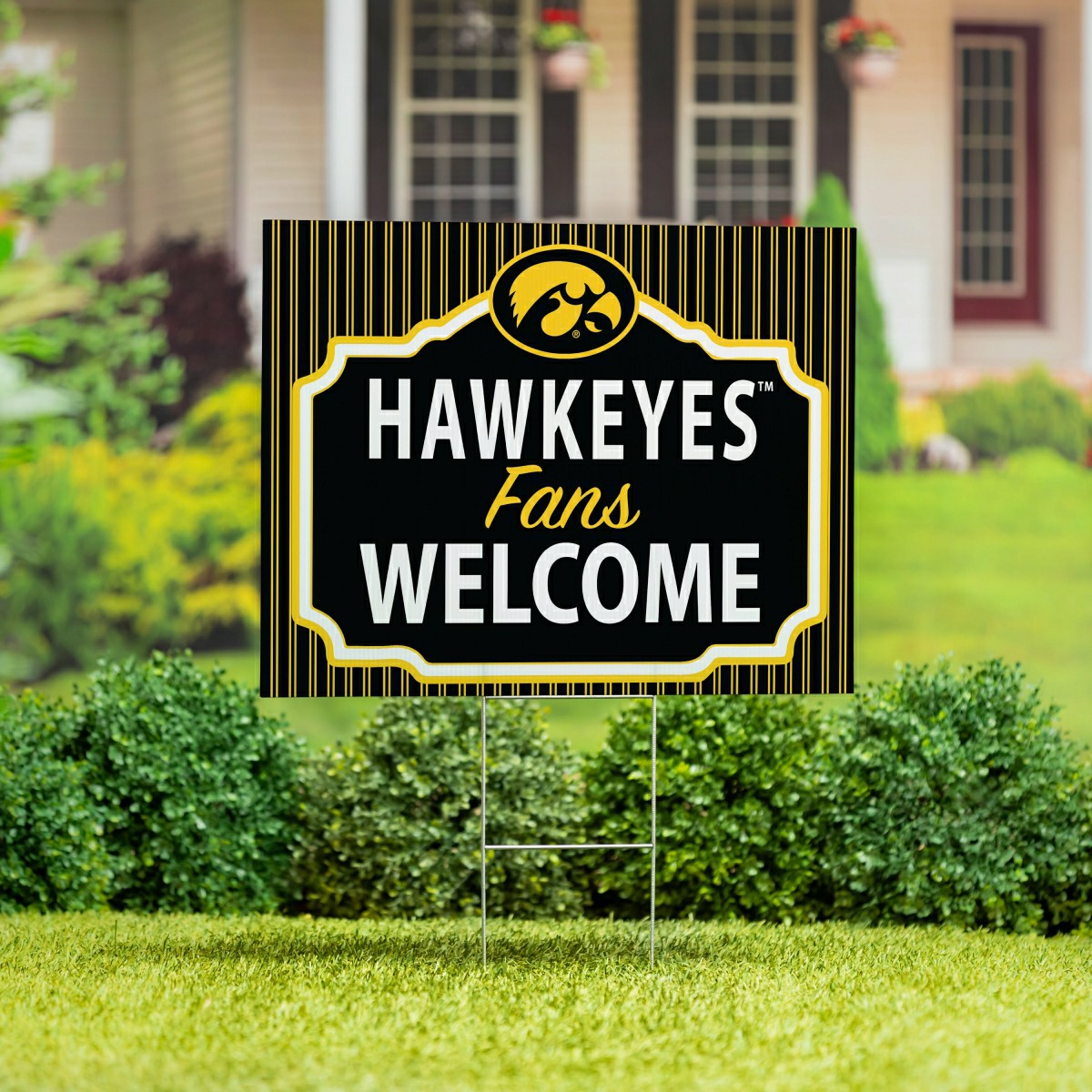 University of Iowa Coroplast Yard Sign, "Fans Welcome" - Collegiate Home