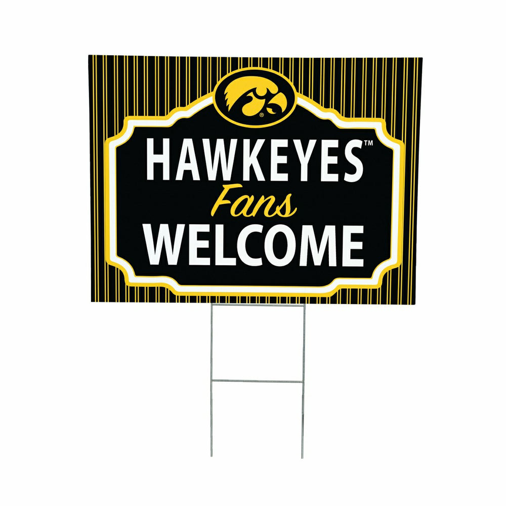 University of Iowa Coroplast Yard Sign, "Fans Welcome" - Collegiate Home