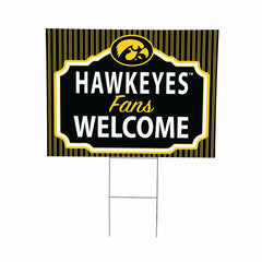 University of Iowa Coroplast Yard Sign, "Fans Welcome" - Collegiate Home