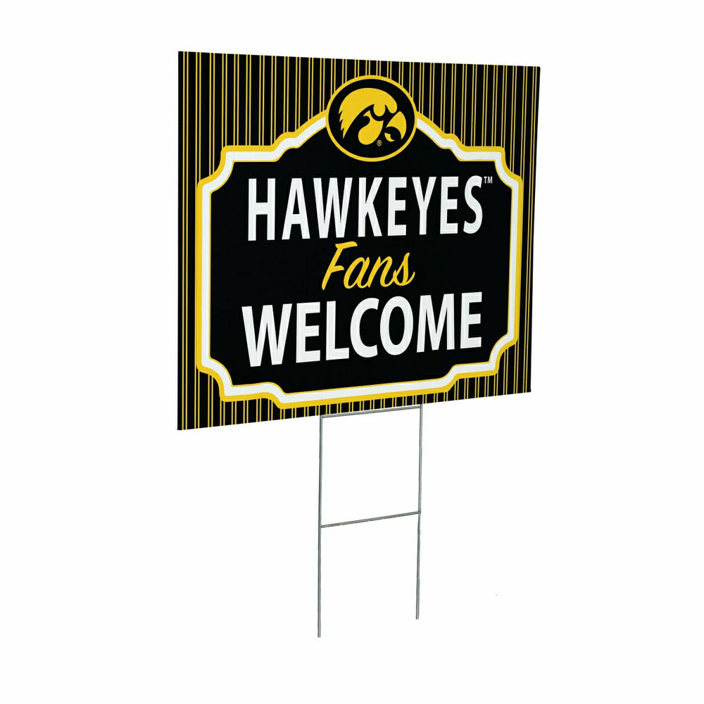 University of Iowa Coroplast Yard Sign, "Fans Welcome" - Collegiate Home