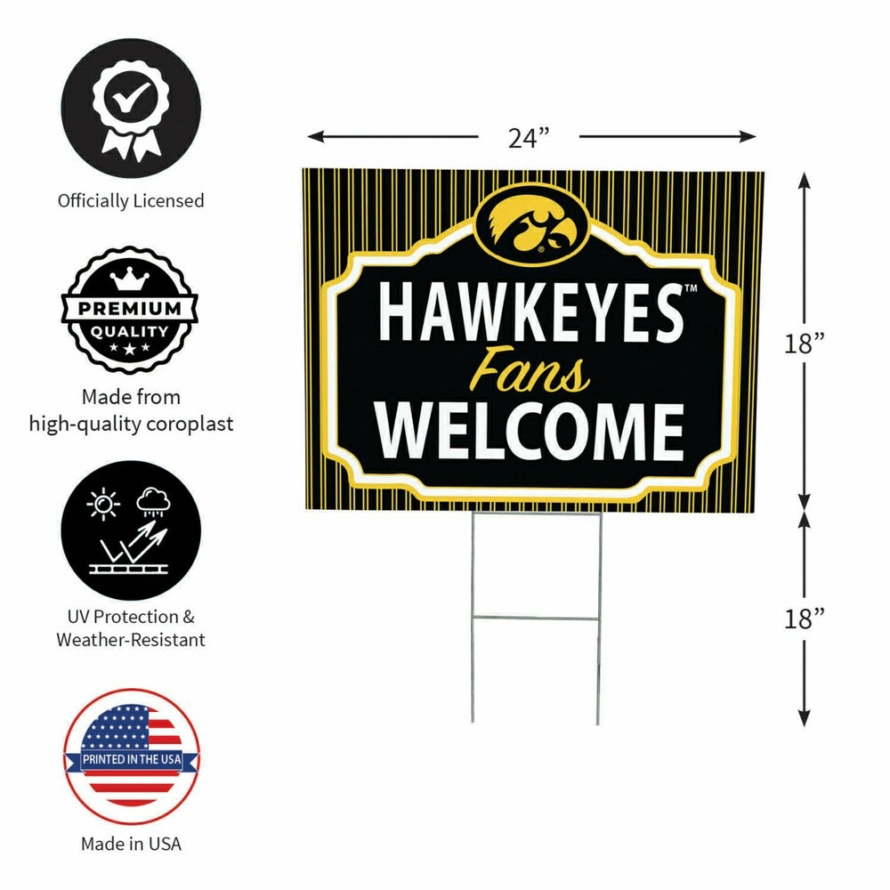 University of Iowa Coroplast Yard Sign, "Fans Welcome" - Collegiate Home