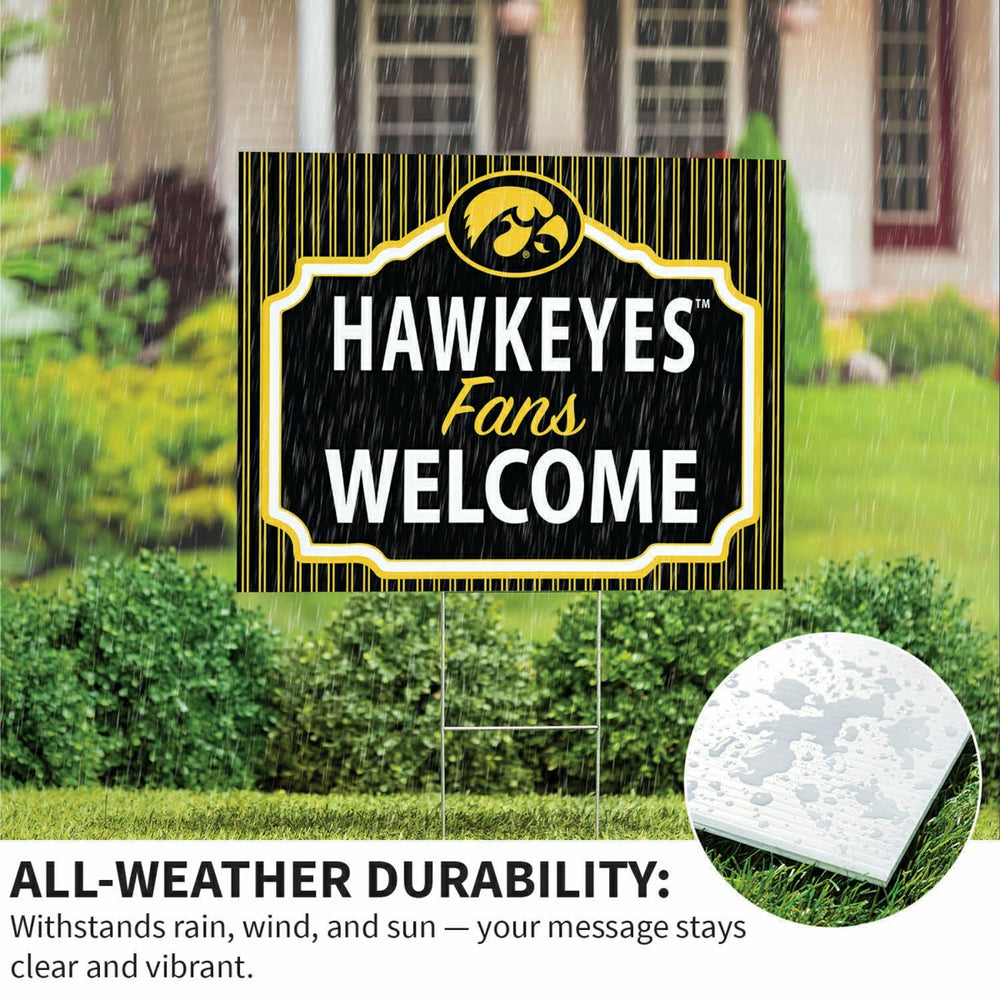 University of Iowa Coroplast Yard Sign, "Fans Welcome" - Collegiate Home